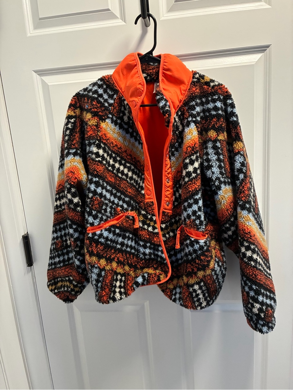 Orange Patterned Sherpa Jacket - Free People FP Movement